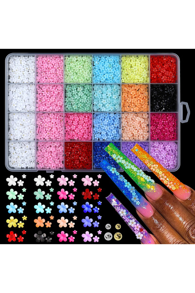 choice2 07-24Grids 3D Acrylic Flower Nail Art Charms Kawaii Resin Colorful Fl...