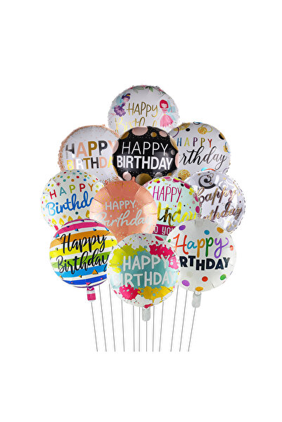 Choice 18inch mix2 10pcs 18 Inch Round Happy Birthday Balloons Set Birthday P...