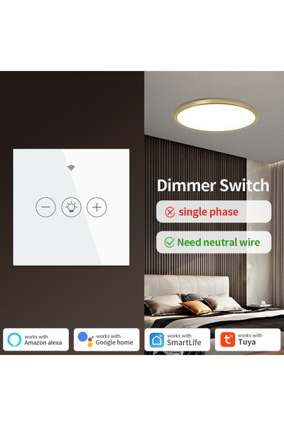 Choice4 EU White Tuya WiFi EU/US Smart Dimmer Switch Light Wireless Touch Sma...