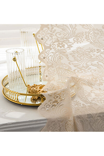 Choice4 140X244Cm 1 Piece French-Style Beaded Beige Lace Window Sheer Curtain...