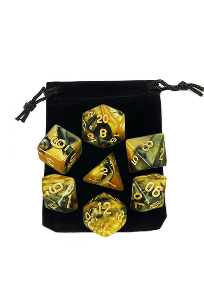 Choice12 09 7 قطع نرد مع حقيبة DnD d4,d6,d8,d10,d%,d12,d20 قطع ألعاب لوحية مت...