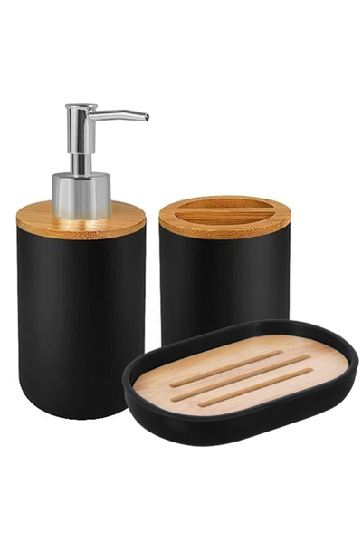 Choice Black A Bathroom Set Hands Soap Dispenser Toothbrush Holder and Soap B...