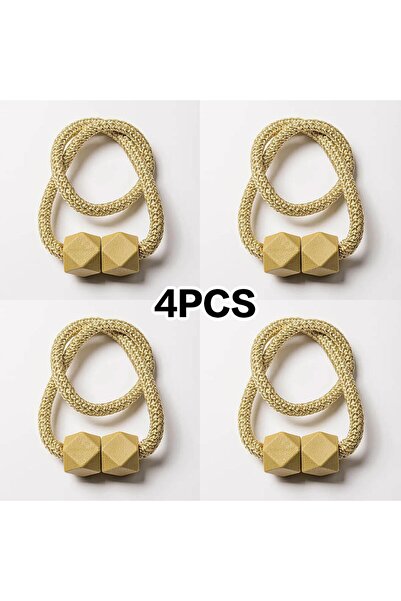 choice2 4 Golden 4pcs Curtain Tiebacks with Strong Magnet Thick Rope Design f...