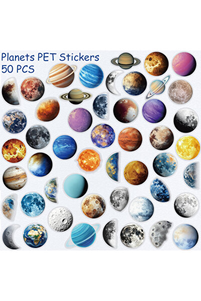 Choice 50pcs 50pcs Cartoon Planets Transparent PET Stickers Decals For Laptop...