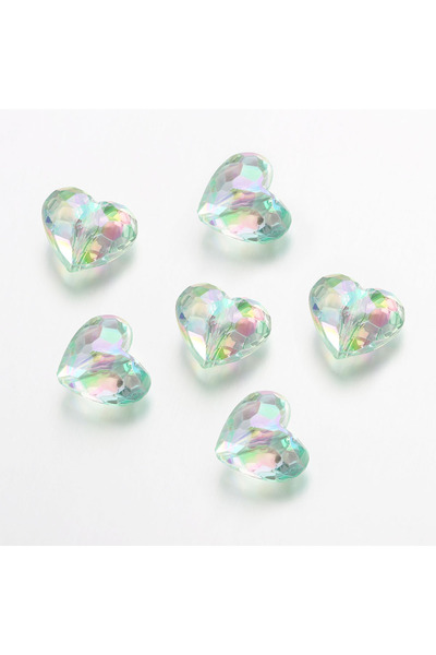 Choice green 20pcs Acrylic Heart Beads Transparent Loose Spacer Beads for DIY...