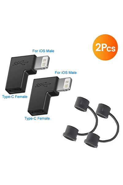 Choice 2pcs ios male 90 Degree USB Cable Converter Lightning To USB C Adapter...
