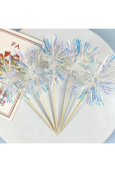 Choice4 5Pcs Silver 5/20Pcs Birthday Glitter Cake Topper Colorful Fireworks T...