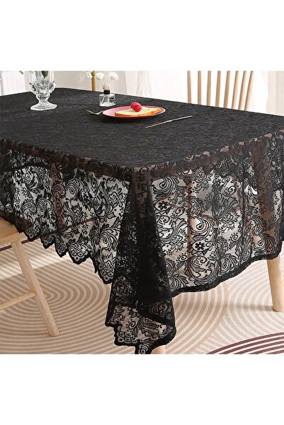 Choice 140x100cm black Black French Lace Tablecloth With Phoenix Tail Pattern...
