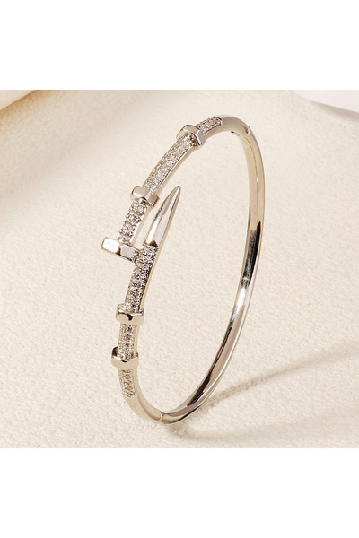 Choice1 BS-J5507S Classic Copper-Inlaid Zircon Open Bangle for Women Fashion ...