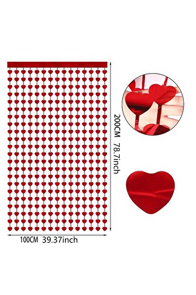 Choice3 1Pack Red Curtain 1-4 Packs 39x79in Red Heart Shape Tinsel Foil Fring...