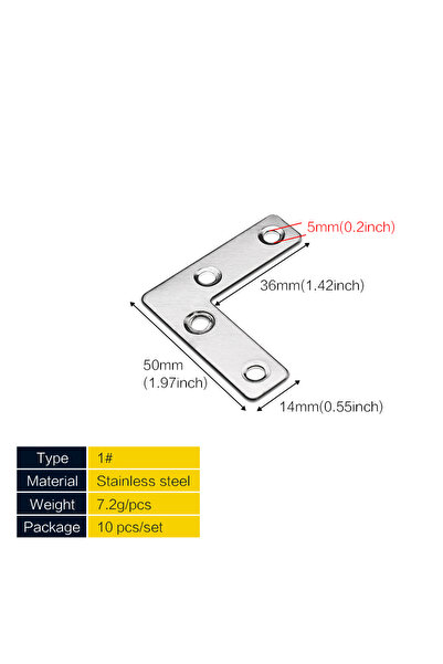 Choice 50L(10pcs) 10 Pcs Flat Corner Brace, L Type Shelf Bracket 50/60/80mm(1...