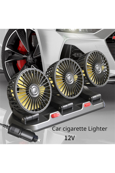 Choice4 3 Head 12V Car cigar Car Fan 360° Adjustable 3 Head Air Fan Automotiv...