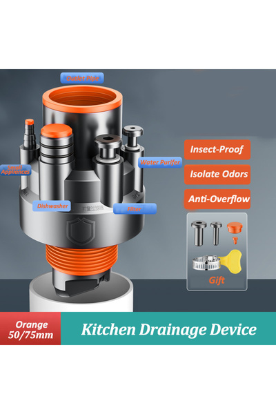Choice Style 3 Orange Kitchen Pipe Drainpipe Connector Five-in-One Dishwasher...