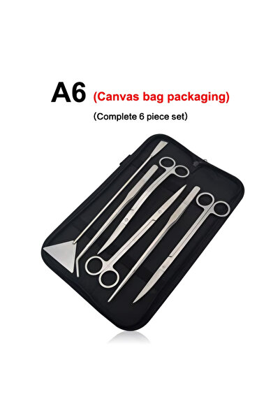 Choice4 6 pcs set canvas bag Aquarium Scissor Tools Set Wave Scissors Tweezer...