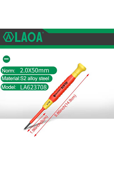 Choice5 SL 2.0x50mm LAOA Insulated Precision Screwdriver a Cross Small Size S...