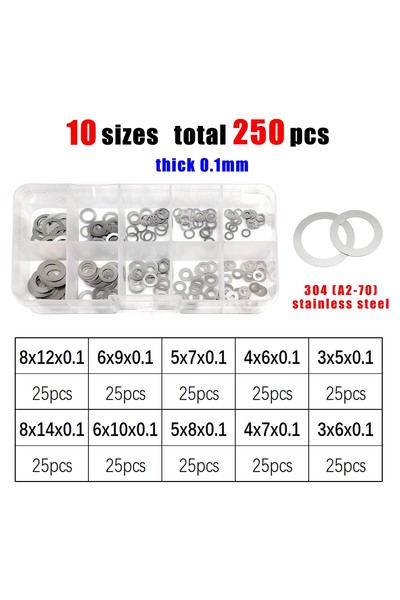 Choice 0.1mm 250PCs 1 Box 0.1mm 0.2mm 0.3mm Thick Ultra Thin Flat Washer Adju...