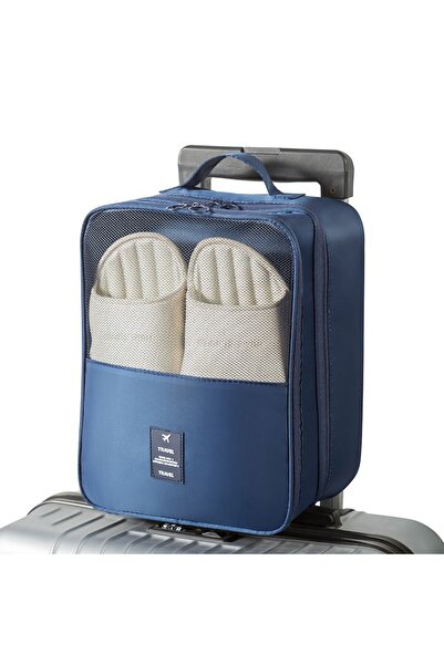 Choice Navy Blue Travel Shoe Bag Storage Bag Washed Diagonal Breathable Mesh ...