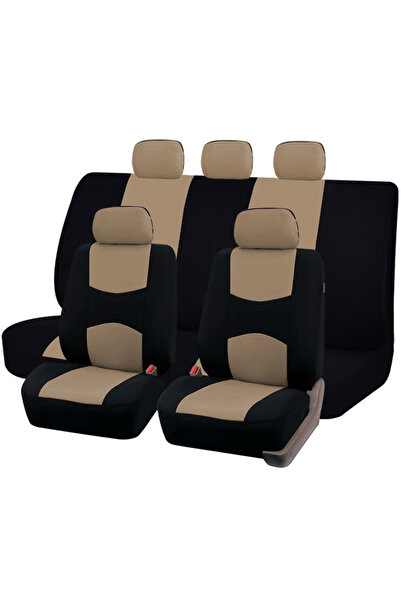 Choice Beige Set Plain Fabric Bicolor Stylish Car Seat Covers Universal Polye...