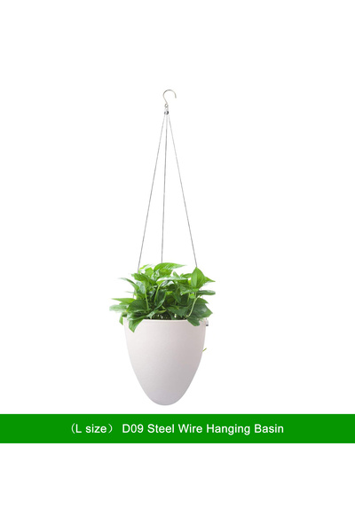 Choice Steel Wire Type New White Egg Shaped Hanging Basin Flower Pots Lazy Fl...