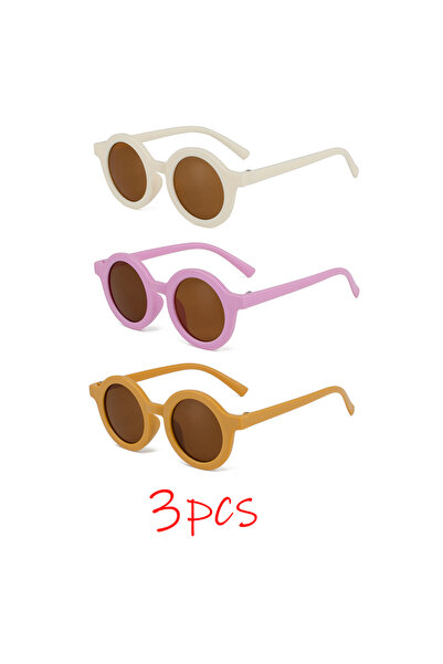 Choice 3PCS-3 Children's sunglasses, inset style round frame, 1-7 year old ba...