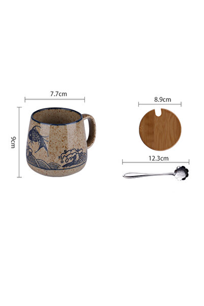 Choice 350ml F with spoon lid YWDL 350ml Japanese Ceramic Coffee Mug With Lid...