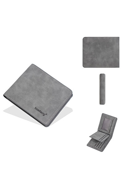 Choice Gray New Short Men's Wallet High Quality Card Clips Simple Frosted Wal...
