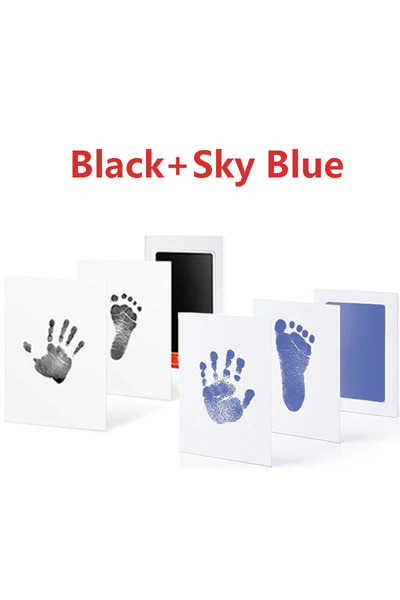 Choice C14-1 Black1 Skyblue 2/4pc Baby Handprint Footprints Ink Pads Safe Non...