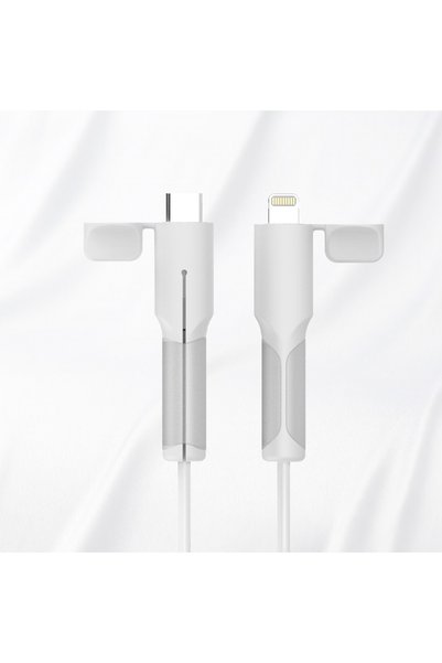 Choice واقي كابل شاحن C إلى iPhone باللون الأبيض، واقي كابل شاحن من السيليكون...