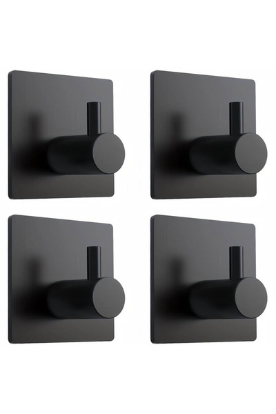 Choice black-4pcs Modern style stainless steel adhesive hooks for bathroom ro...