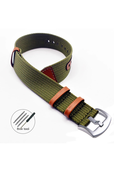 Choice 20mm Round Buckle-Green Soft Watch Bracelet for Replacement 20mm 22mm ...