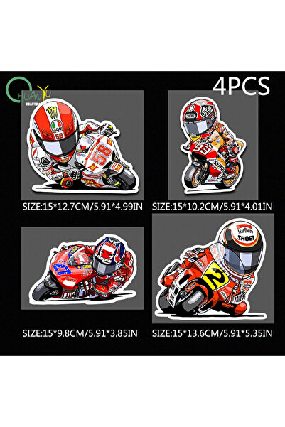 Choice 15x13.6cm C751A5 4pcs Fun Anime Motorcycle and Rider Personality CarLa...