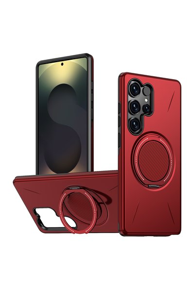 Choice26 For Galaxy S25 Ultra Case & Holder Red 360° Folding Stand Magnetic C...