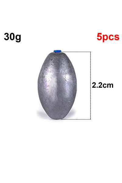 Choice 5Pcs 30g Egg Shape Fishing Sinker 5g-100g Oval Drop Shot Bass Fishing ...
