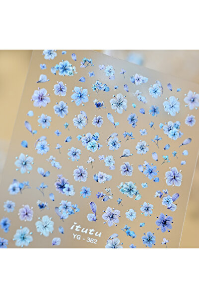 Choice3 4 1Pcs 5D Embossed Cherry Blossom Nail Stickers Pink Blue Yellow Purp...