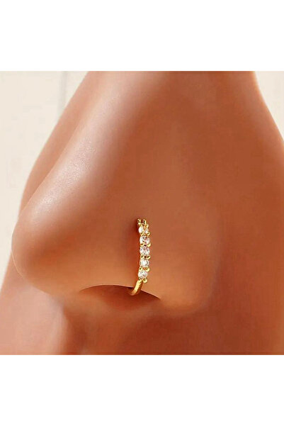 Choice1 حلقات وأقراط الأنف الذهبية 04-Gold-U، حلقات أنف نسائية أنيقة بصف واحد...