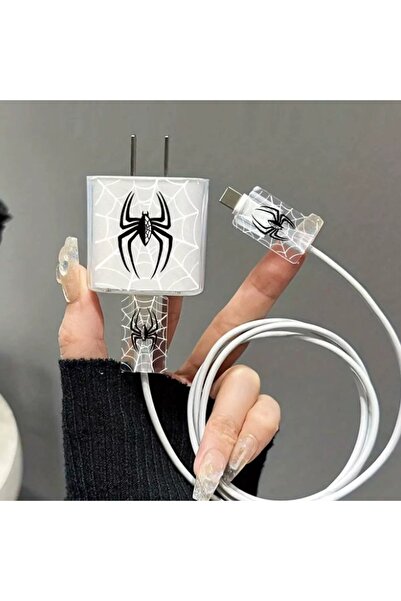 Choice black 3-Piece Set Charger Spider Case For IPhone 18W 20W Transparent D...
