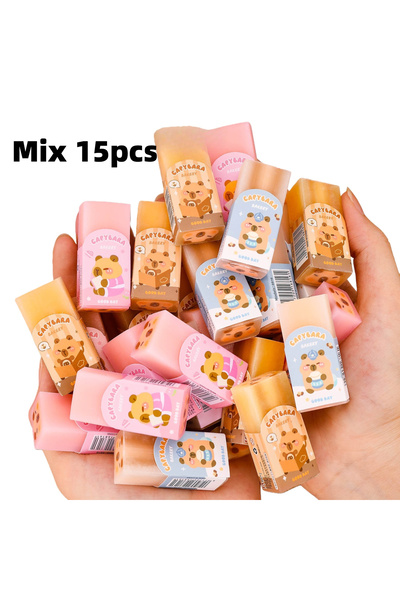Choice MIX 15PCS 3/15/36pcs Cute Capybara Sandwich Eraser Student Cartoon Cle...