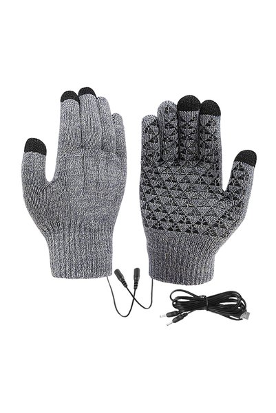 MOJOYCE Grey Electric Heated Gloves Touch Screen Outdoor Riding Skiing Mitten...