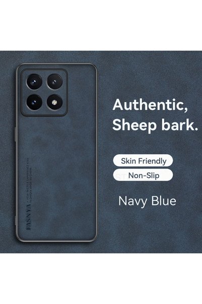 Choice غلاف لهاتف Xiaomi 14T NAVY لهاتف Xiaomi 14T واقي للعدسة من جلد الحملان...