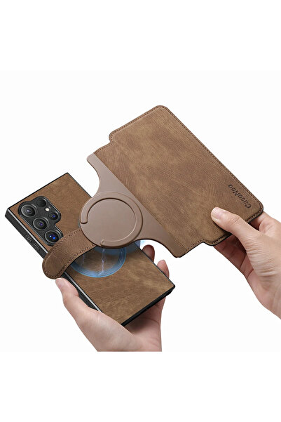 Choice For Galaxy S25 Ultra Brown Magnetic 2 In 1 Detachable Flip Card Wallet...