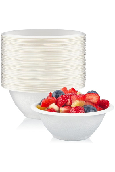 Choice 100PCS White Disposable Paper Bowls Biodegradable Paper Bowls Family P...