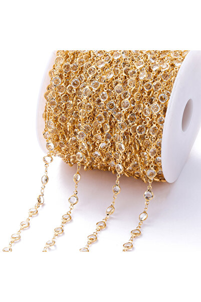 Choice Clear-Gold 1Meter 6mm Colorful Crystal Beads Beaded Chain Glass Bead N...
