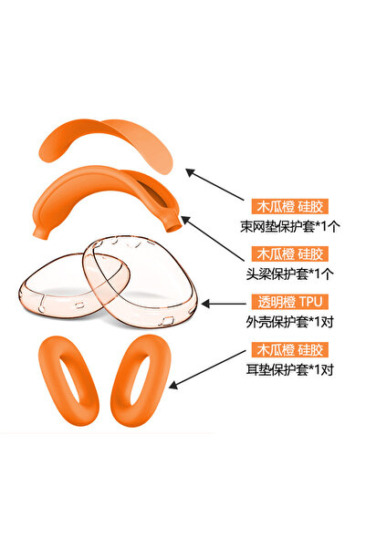 Choice Orange Tpu 4 in 1 Silicone + TPU Clear Cover Case Shockproof Ear Pad H...