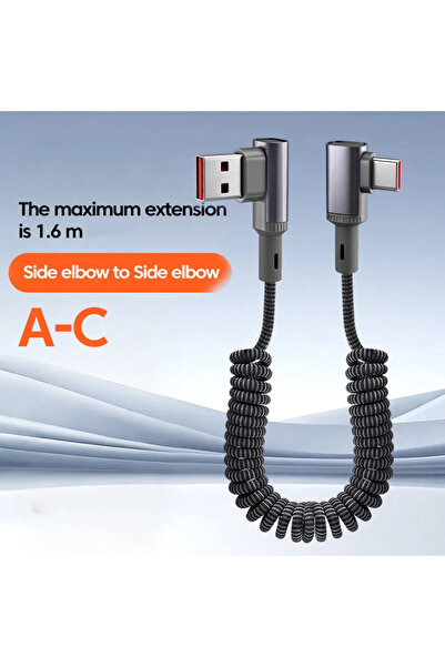 choice2 2 Elbow A to Type C 100W Elbow Car Spring Type C to Type C Cable 66W ...