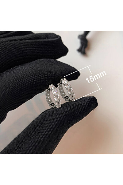Choice E4355 Huitan 13mm/15mm Women Circle Hoop Earrings Inlaid Sparkling CZ ...