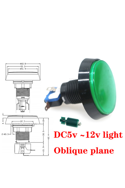 Choice3 إضاءة LED خضراء بجهد 12 فولت وقطر 60 مم تعمل بالضغط، مناسبة لألعاب ال...