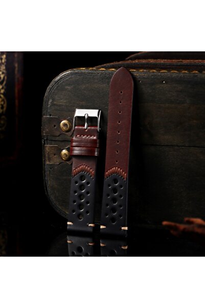 Choice7 22mm Dark Brown Breathable Watchband Strap Oil Wax Genuine Leather Br...