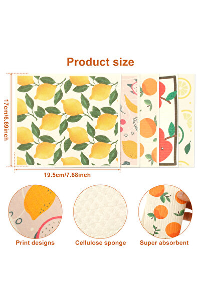 Choice 5PCS fruit 5/6/12PCS Kitchen Dish Towels Absorbent Swedish Dishcloths ...