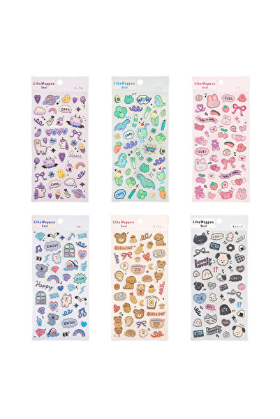 Choice1 6 pcs mixed design 3/6 pcs Random Cartoon Kawaii Colorful Animals Sti...