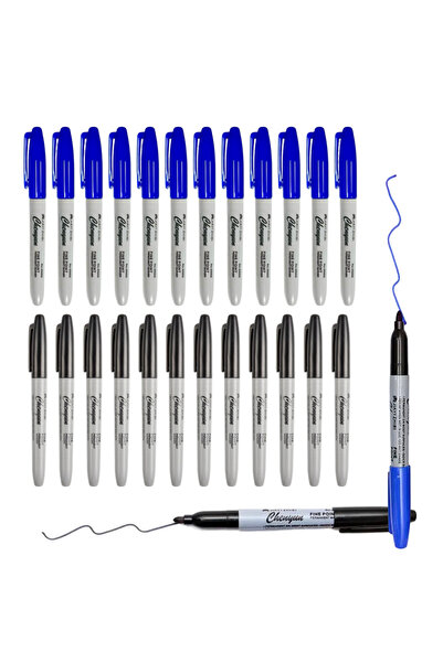 Choice 12Black12Blue Fine Point Permanent Markers Pens, perfect for Classroom...